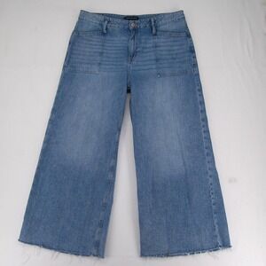 Aeropostale Jeans Womens 14 Short Super Baggy Wide Leg High Rise Cropped Raw Hem